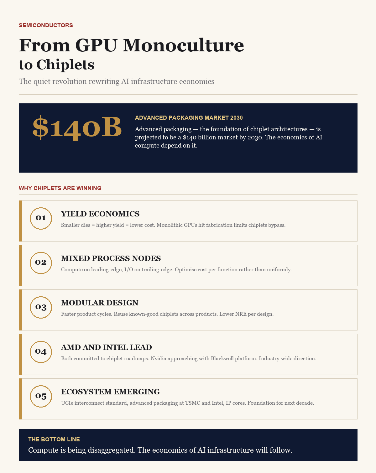 From GPU Monoculture to Chiplets — BusinessIQx infographic